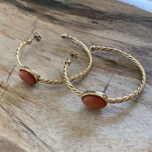Dyrberg/Kern Kanti coloured jade hoop earrings boho style